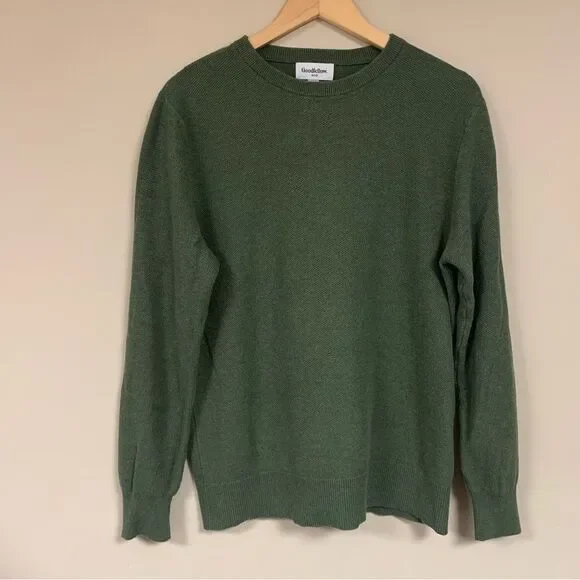 Green Textured Long Sleeve Shirt Men’s Medium Waffle Weave Top Fall Winter Warm - Picture 4 of 8